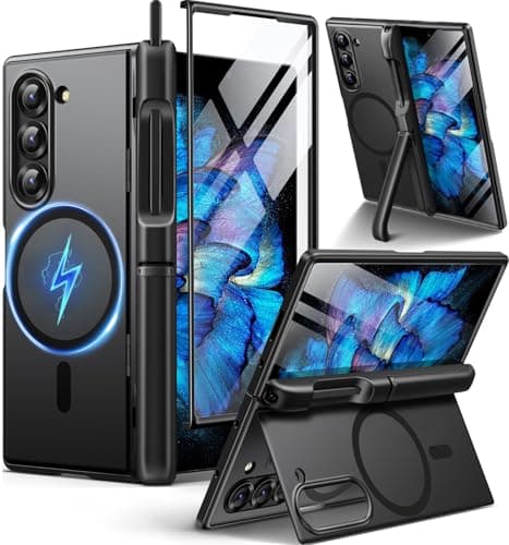 BERFY for Z Fold 6 Case with HD Screen Protector, [Compatible with MagSafe] Built-in 2 Kickstand & Hinge Protection, Full Body Shockproof Phone Case for Samsung Galaxy Z Fold 6, Black - Image 1