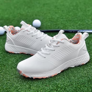 ULTIANT Women Golf Shoes Spikeless Waterproof Golf Sport Sneakers Size5-9.5(White_Pink,39) - Image 6