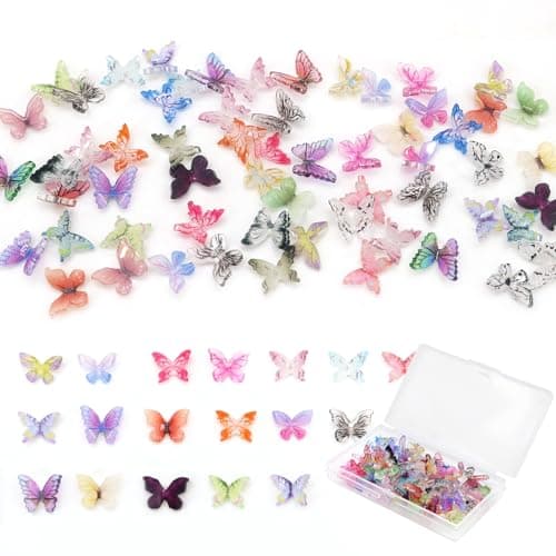 QUPIVA 60Pcs Mini Resin Butterflies, Miniature Dollhouse Accessories Tiny Butterflies for Crafts, Mini Resin Animals Figurines for DIY Fairy Garden Dollhouse Micro Landscaping Decoration - Image 1