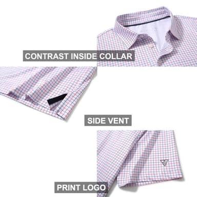 Men's Golf Shirts Dry Fit Short Sleeve Print Performance Moisture Wicking Patterned Polo Shirt for Men - Image 4