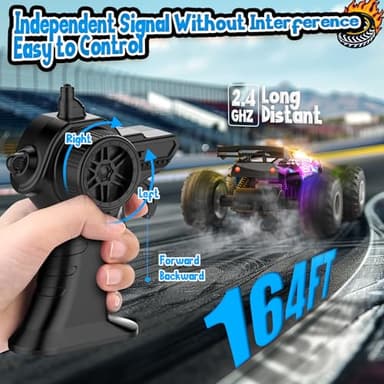 AONEPTR Remote Control Car, All Terrain Remote Control Truck for Boy, 2.4GHz Rc Car with Bodylight and Two Rechargeable Batteries, 20KM/H Monster Truck Toys - Image 3