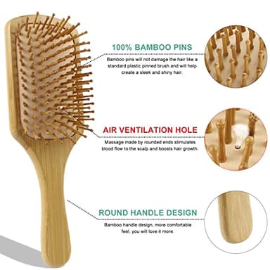 100% Bamboo Hair Brushes and Comb Set by Combetter, Comb for Women and Detangling, Great on All Hair, Eco-Friendly and Handmade for Women Men and Kids - Image 4