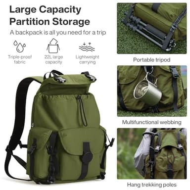 mixi Travel Backpack for Women Men, 18 Inch Carry On Laptop Backpack Flight Approved fits 16'' Laptop, Lightweight Waterproof Hiking Backpack Travel Outdoor Business Casual Daypack, Jungle Green - Image 2