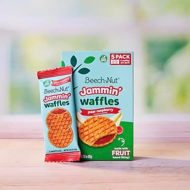 Beech-Nut Toddler Snacks Jammin' Waffles with Fruit Filling for Babies & Toddlers, Pear Raspberry, 10 Boxes (50 Individually Wrapped Packs) - Image 9