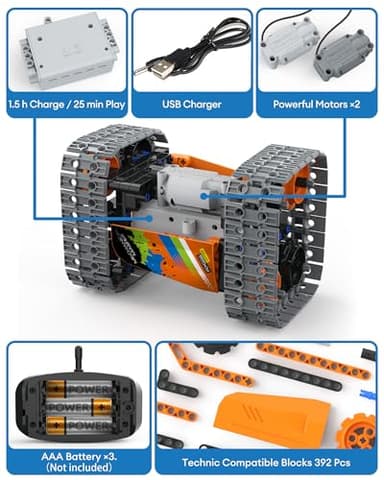 Opmind 5 in 1 STEM Remote Control Building Kit, 392Pcs Blocks Erector Projects Set Toys for Kids Age 8-12, Build a Tank/Robot/AVT DIY Science Educate 6 7 9 10 11 Years Old for Boys & Girls Gift Ideas - Image 5