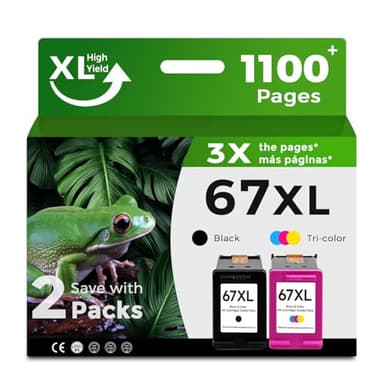 67XL Ink Cartridges Black/Color Combo Pack Replacement for HP Ink 67 XL fit for HP67 DeskJet 2827e 2855e 4227e 4255e 2700 2700e 2752 2742e 2755 2755e 4100 4152e 6000 6055e 6052 6400 6455e Printer - Image 1