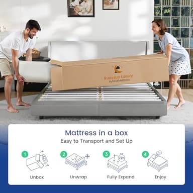 Ruoysun King Size Mattress, 14 Inch Firm Hybrid King Bed Mattress in a Box, with Gel Memory Foam and Individual Pocket Springs, Motion Isolation, Relieve Back Pain & Pressure Relief - Image 8