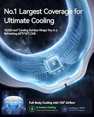 RANVOO AICE LITE Plus 2025 Max Cooling Airflow [No.1 Coolest & Most Durable] Neck Air Conditioner, Ultimate Immersive Personal AC 6000 mAh Rechargeable Neck Fan Blow Cold Air, Gifts for Mom/Dad, White - Image 4