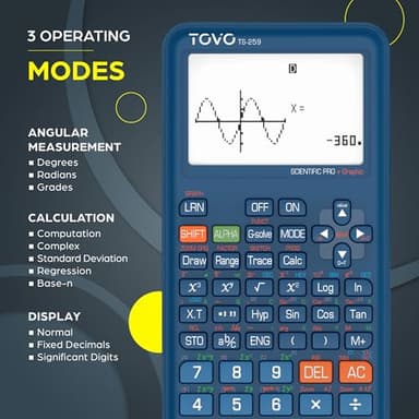 TOVO Scientific Calculator with Graphing Functions, Multiple Modes, 360 Functions, Large Screen, Intuitive Interface for Beginners, High School & Advanced Courses, TS-259 (Developed by CATIGA) - Image 3