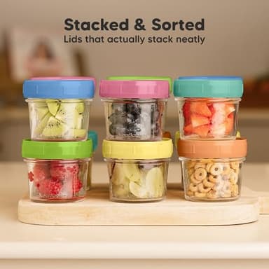 KeaBabies 12pk 4oz Glass Baby Food Containers with Lids - Leak-Proof, Microwavable Small Glass Jars, Baby Purees & Toddler Snack Storage Containers, BPA-Free, Dishwasher & Freezer Safe (Kea) - Image 7