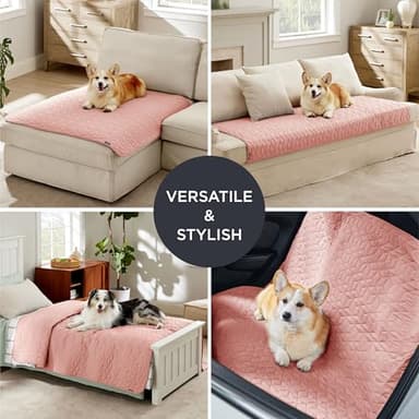 Bedsure 100% Waterproof Couch Cover for Dogs Washable - Non Slip Waterproof Blanket Large for Bed Sofa, Lightweight Furniture Protector Durable for Pet Cat Puppy with Non-Slip Bottom, Pink, 52x82IN - Image 5