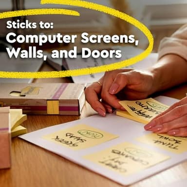Post-it 100% Recycled Paper Super Sticky Notes, 2X The Sticking Power, 4x6 in, Lined, 4 Pads/Pack, 45 Sheets/Pad, Canary Yellow (4621R-4SSCY) - Image 4