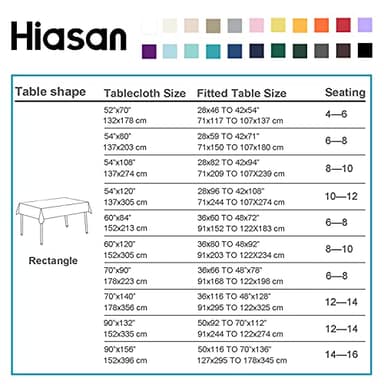 Hiasan Rectangle Tablecloth Grey - Wrinkle Resistant and Waterproof Washable Polyester Fabric Table Cloth for Dining Party and Outdoor Use, 54 x 108 Inch - Image 5