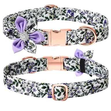 TDTOK Girl Dog Collar for Small Medium Large Dogs, Cute Dog Collar with Detachable Flower Safety Metal Buckle Adjustable Floral Pattern Soft Comfy Cotton Dog Collars Fit Necks 10.2-23.6’’ (Blossom, M) - Image 6