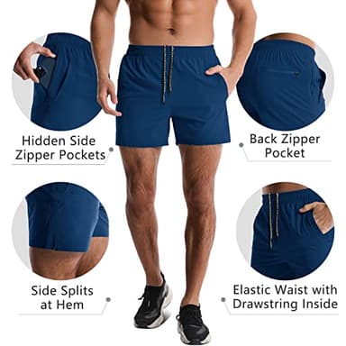 Lempue 2 Pack Workout Gym Shorts for Men 5 Inch Lightweight Running Shorts Quick Dry Sports Athletic Shorts with Pockets - Image 4