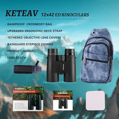 12x42 Binoculars for Adults High Powered-24mm Large Eyepieces, Crossbody Bag & Ergonomic Neck Strap-Ideal Binoculars for Bird Watching, Hunting, Travel, Cruise Ship, Field Trips - Image 5