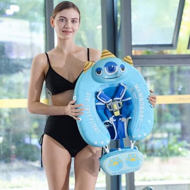 Mambobaby Float Add Tail No Flip Over Non-Inflatable Baby Swim Float Pearl Foam Solid Water Floats Smart Swim Trainer Infant Pool Float Swim Ring with Sun Canopy - Image 7