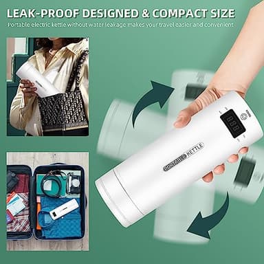 Travel Electric Kettle Portable Small Mini Tea Coffee Kettle Water Boiler, Water Heater with 4 Temperature Control,304 Stainless Steel with Auto Shut-Off & Boil Dry Protection, BPA-Free (White) - Image 4