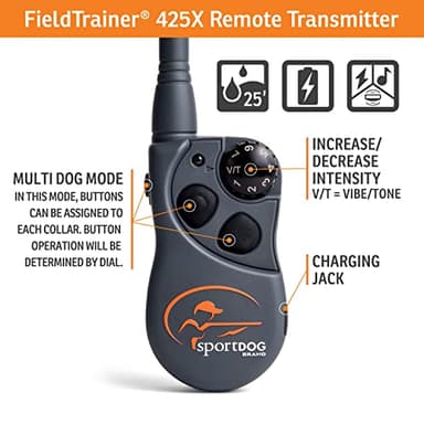 SportDOG Brand FieldTrainer 425X Remote Trainer - 500 Yard Range - Rechargeable Dog Training Collar with Static, Vibrate, and Tone - SD-425X - Image 2