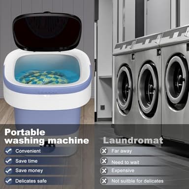 Portable Washing Machine, 12L Upgraded Mini Washing Machine With Spin Basket, Foldable Washer Cleaning for Underwear, Baby Clothes Socks and Small Items, Small Washer for Apartments, Dorm,RV (Purple) - Image 3