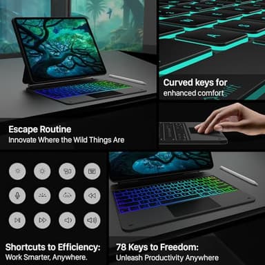 typecase Keyboard Case for iPad Air 13(M3 2025 / M2 2024) and iPad Pro 12.9 (6th, 5th, 4th, 3rd Gen),Magic Keyboard for iPad Pro 12.9,Keyboard Case with Multi-Touch Trackpad, 11 Colors Backlight,Black - Image 7