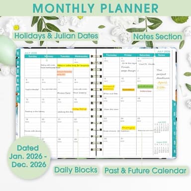 Ymumuda 2026 Planner, Daily Weekly and Monthly Planner，Jan 2026 - Dec 2026, 8.4" x 6.3", 2026 Calendar Planner Book with Tabs, Spiral Notebook with Inner Pocket for Office Home School Supplies - Image 3