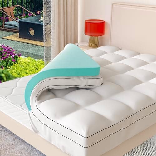 Memory Foam Mattress Topper Queen Size, Dual Layer 4 Inch Mattress Pad,2 Inch Gel Memory Foam Plus 2 Inch Pillow Top Cover with 8-21 Inch Deep Pocket - Image 1