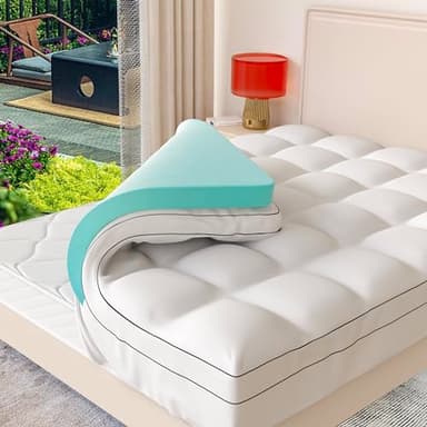 Memory Foam Mattress Topper Queen Size, Dual Layer 4 Inch Mattress Pad,2 Inch Gel Memory Foam Plus 2 Inch Pillow Top Cover with 8-21 Inch Deep Pocket - Image 1