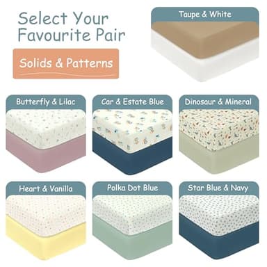 Little Peaches Baby Girl Crib Sheets – 2 Pack Fitted Bedding Essentials, Super Soft Stretch Knit for Crib & Portable Mattress – Butterfly & Lilac - Image 8