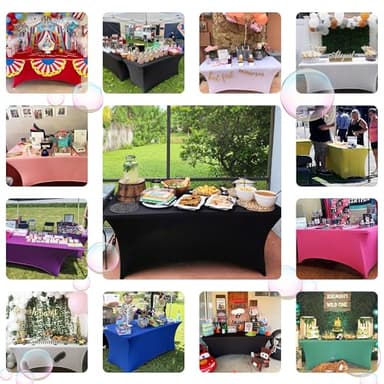 ABCCANOPY 2 Pack 6 FT Royal Blue Spandex Table Cover Stretch Fitted Wrinkle Resistant Tablecloth Reuse for Rectangular Folding Table Patry Event Wedding Banquet Protector - Image 5