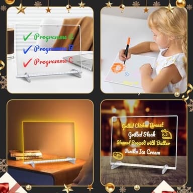 LED Note Board with Colors, 13.7"X10" 4 Modes &7 Colors Acrylic Dry Erase Boards with Light, Include Adapter, Hanging Chain, Led Drawing Board for Kids with Stand,7 Markers, Spray Bottle - Image 7