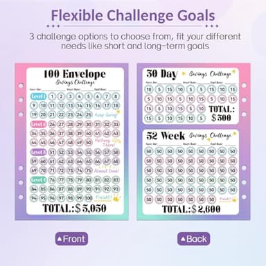 Sooez 100 Envelopes Money Saving Challenge, Savings Challenges Book with Envelopes & Challenge Tracker, Motivational Process to Save $5050, Money Saving Binder 100 Pocket Pre-numbered, Purple - Image 3