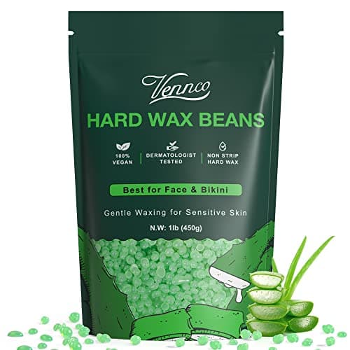 VENNCO Hard Wax Beads, 1lb Wax Beans For Coarse Hair Removal Sensitive Skin With Pure Aloe Vera, For Face Eyebrow Leg Bikini Brazilian Waxing, Perfect For Full Body & All Hair Types At Home - Image 1