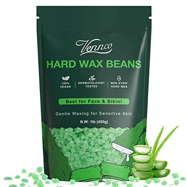 VENNCO Hard Wax Beads, 1lb Wax Beans For Coarse Hair Removal Sensitive Skin With Pure Aloe Vera, For Face Eyebrow Leg Bikini Brazilian Waxing, Perfect For Full Body & All Hair Types At Home - Image 1