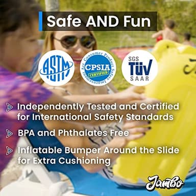 JAMBO Premium Triple Water Slide with 3 Bodyboards, 20Ft Heavy Duty Slip Splash and Slides-Advanced 3-Way Sprinkler System, Splash Pad Mat Backyard Summer Outdoor Water Toys n Long Slides for Kids - Image 9