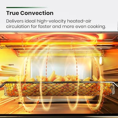 VAL CUCINA Infrared Heating Air Fryer Toaster Oven, Extra Large Countertop Convection Oven 10-in-1 Combo, 6-Slice Toast, Enamel Baking Pan Easy Clean with Recipe Book, Black Matte Stainless Steel - Image 3