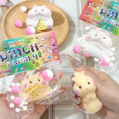 XPQKDC 2Pcs Handmade Taba Hamster Stress Toys, Soft Sticky Silicone Fidget Toys for Adults & Kids, Cute Hamster Squeeze Toys, Sensory Anxiety Relief Toys for Party Favors & Gifts (White & Yellow) - Image 5