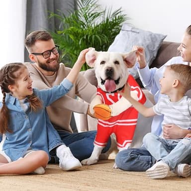 Creative.C Dog Basketball Player Costume with Ball, Red, Large - Image 5