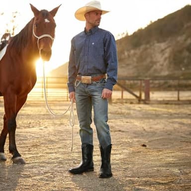 Lumeheel Cowboy Boots for Men - Western Square Toe Men's Black Boots with Classic Embroidered, Slip on Chunky Heel for Spring Fall 12.5M - Image 5
