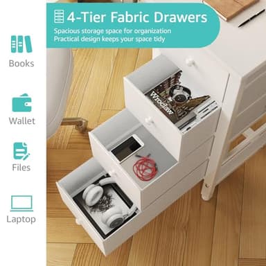 Lufeiya Small White Desk with Drawers for Bedroom, 40 Inch Kids Girls Study Desks, Reversible Computer Writing Nail Table with Fabric Drawer for Small Spaces Home Office Manicure - Image 6
