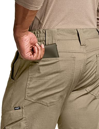 CQR Men's Flex Ripstop Tactical Pants, Water Resistant Stretch Cargo Pants, Lightweight EDC Hiking Work Pants, Dura Flex Khaki, 38W x 32L - Image 7