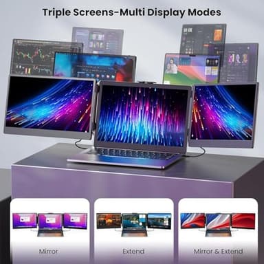 Fagomfer 12'' Triple Screen Extender - Ultra Slim 1080P FHD IPS Portable Monitor With Stand for Laptop, Compatible With Mac Windows Linux Switch PS4/5 - Image 6