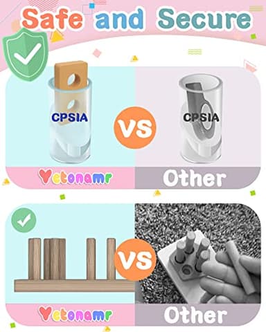 Yetonamr Montessori Toys for 1 2 3 Years Old Boys Girls Birthday Gifts, Wooden Sensory Toys for Ages 2-4 Toddlers Kids Baby, Toddler Learning Toy Activities Puzzles Ages 1-3 - Image 5