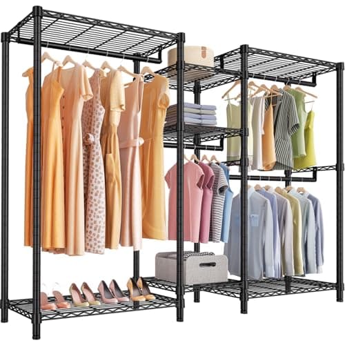 VIPEK Classic V6 Wire Garment Rack Heavy Duty Clothes Racks with Shelves, Freestanding Portable Wardrobe Closet Rack for Hanging Clothes Closet System 68.9" L x 15.7" W x 76.4" H, Load 850LBS, Black - Image 1