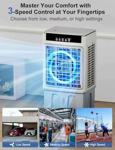AIRTHRYL Large Swamp Cooler Air Conditioner, 2200CFM Evaporative Air Cooler, 24H Timer & 8 Gal Water Tank, 100°Oscillation, 3 Speeds&4 Ice Boxes,Remote, Portable Cooling Fan for Garage Outdoor Large - Image 7