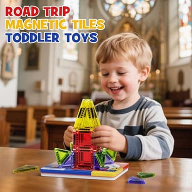 WMXDU Mini Magnetic Tiles with Iron Case, Magnetic Building Toys Kid's Travel Essential Portable Creativity On-The-Go Magnet Blocks STEM Travel Toys for Toddler Boys Girls Ages 3+, 26-Piece - Image 4