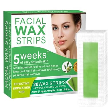 Wax Strips for Hair Removal - 98% Natural Formula for Sensitive Skin, Facial Hair Removal for Women - Gently and Quickly Removes Hair from Eyebrows, Lips, Body, Legs, and Bikini Line- Hypoallergenic - Image 1