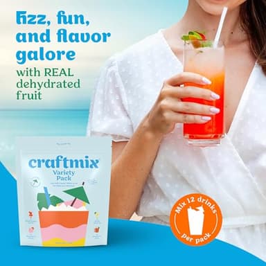 Craftmix Variety Pack, Makes 12 Drinks, Skinny Cocktail Mixers, Mocktails Non-Alcoholic Drinks - Made With Real Fruit - Vegan Low-Carb, Low-Sugar, Non-GMO, Dairy Free, Gluten Free, Easy to Mix - Image 4