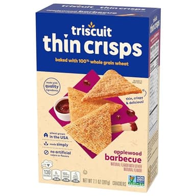 Triscuit Thin Crisps Applewood Barbecue Whole Grain Wheat Crackers, Lunch Snacks, Bulk Snack Crackers, 6-7.1 oz Boxes - Image 13