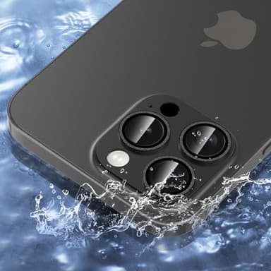 Solnern Compatible for iPhone 15 Pro Max/ 15 Pro Camera Lens Protector, Gliter Bling Diamond 9H Tempered Glass Camera Cover screen Metal Ring Scratch Resistant(Black) - Image 5